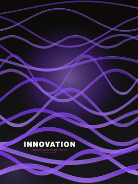 Abstract background featuring glowing purple neon wavy lines on a dark backdrop representing modern technology connectivity digital communication and futuristic design for creative projects