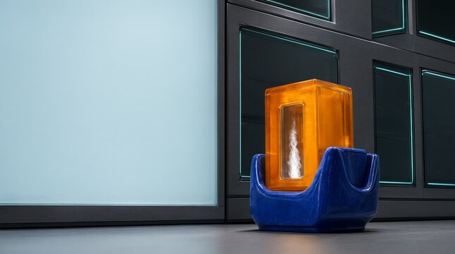 Amber Fault Cartridge Cooling Beside a Bright Server Wall for Technology Background