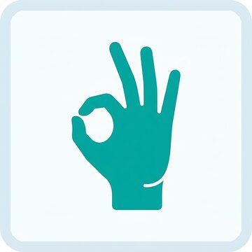 Ok hand gesture icon in turquoise color