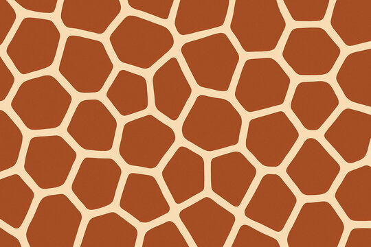 A high-resolution, seamless texture featuring a classic giraffe pattern with smooth, brown irregular polygon shapes separated by thin, creamy off-white lines for a nature-inspired design