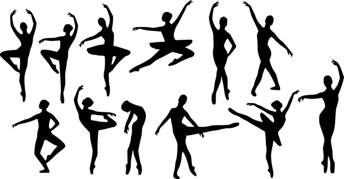Ballerina dancer silhouette ballet dancing poses
