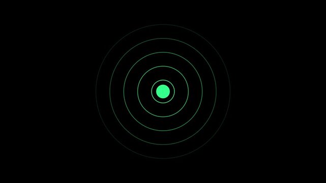Green radar pulse animation loop, digital sonar scanning signal effect 4k