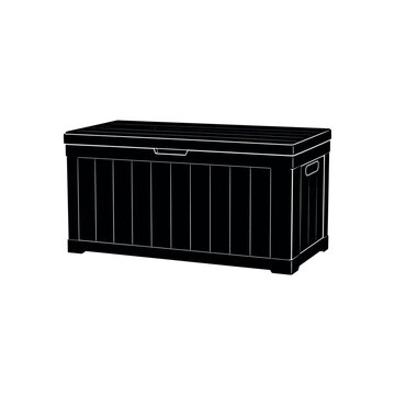 Large rectangular outdoor storage box with vertical slat texture