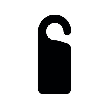 Black silhouette of a blank door hanger sign on a white background