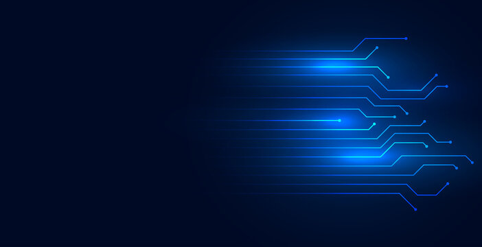 technological background with circuit lines diagram in blue color