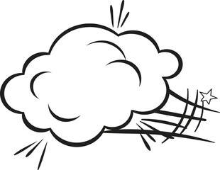 Explosion cloud with starburst black and white line illustration © vectorEmdadul