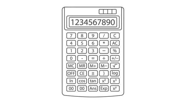 Calculator Illustration: A simple line drawing of a scientific calculator, displaying a sequence of numbers on its screen, ready for complex calculations.