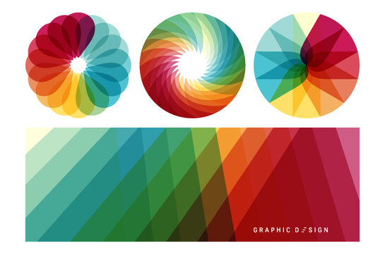 Set of spheres. Abstract wavy background with dynamic effect. Modern screen design for mobile app and web. Vector illustration made of various overlapping elements.