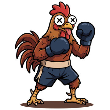 Funny Rooster Chicken boxer illustration