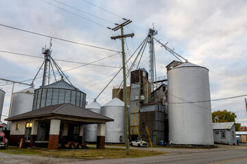 Grain elevator silos structure in a rural setting © SNEHIT PHOTO