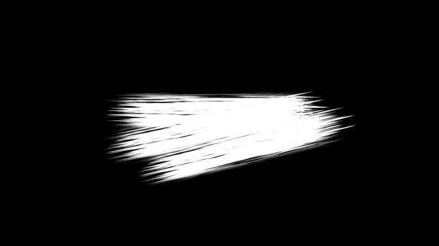 Paint stroke, abstract hand drawn brush marks with ink splashes, grunge texture, artistic animation elements, dynamic transition overlay, isolated black background, 4k hd footage