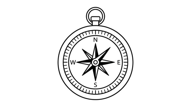 Antique Compass on White Background