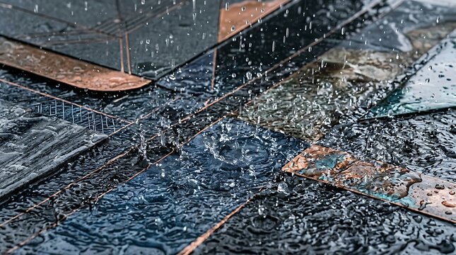 Raindrops on a Roof with Puddles.