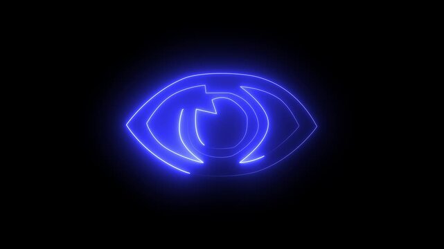 Glowing Green Eye Symbol with Neon Laser Rays in Dark Background Abstract Digital abstract digital futuristic symbol 4K video animation.