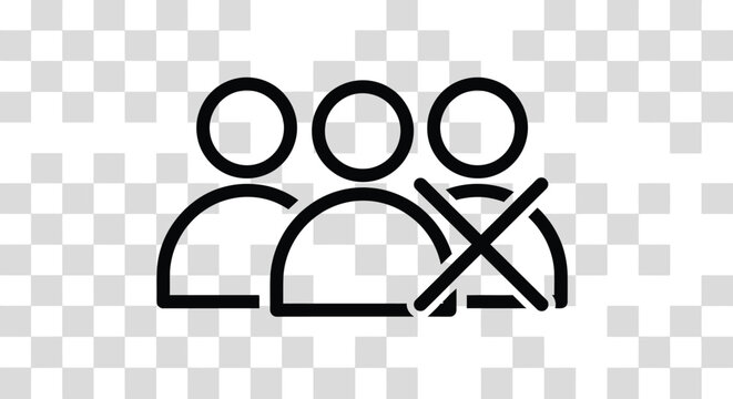 A black outline depicts three people with a large x symbol overlaying them