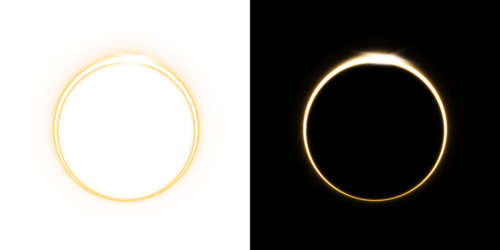 Transparent background featuring a glowing golden ring light effect. This elegant circular halo is ideal for minimalist luxury branding and creative digital designs.

