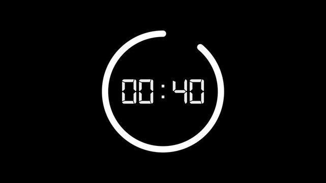 Minimalist digital timer counting down forty five seconds with circular progress bar on black screen.