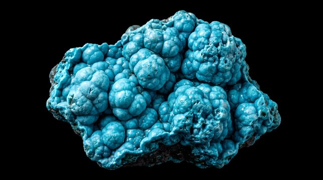 A vibrant blue botryoidal mineral cluster resembling frozen ocean foam, representing the raw organic power of geological transformation.