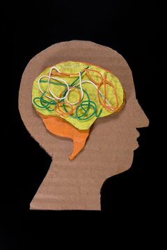 Creative Concept of Overthinking and Mental Health Issues with Tangled Brain