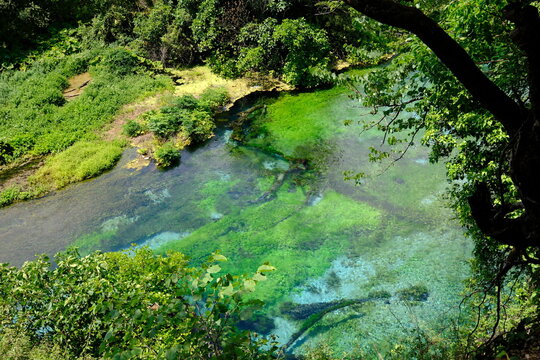 blue eye, syri i kater, Albania. Emerald green spring, close to Gjirokaster or Saranda. High quality FullHD footage