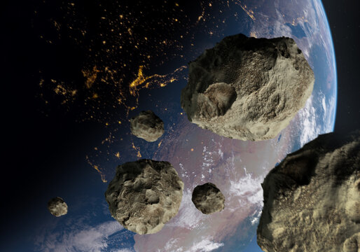 Asteroids in Space, 3d aimation