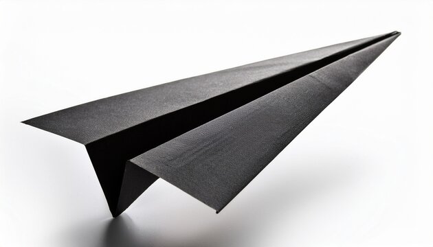 photo of black paper plane isolated on white background