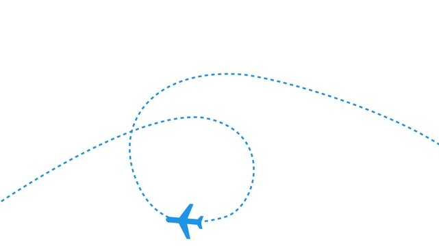 Airplane icon with dotted flight path loop animation