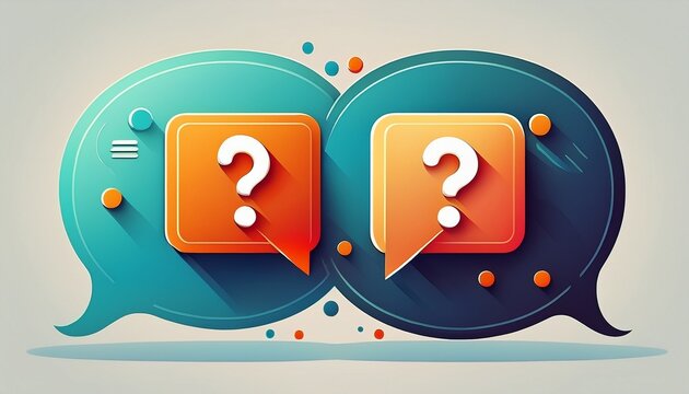 two speech bubbles representing a question being asked and answered
