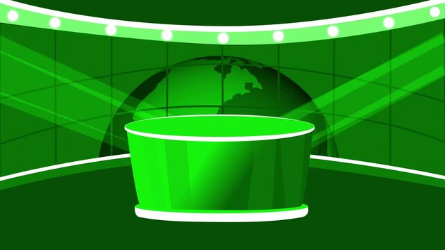 Modern news studio background with globe and podium animation
