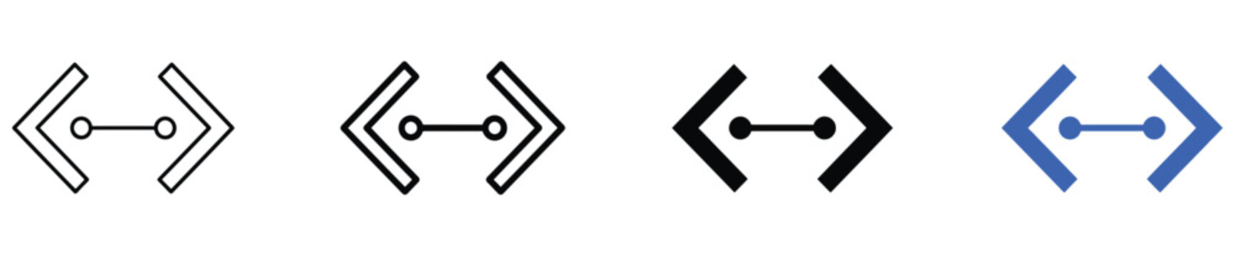 Programming API code bracket and software integration link vector icon set.