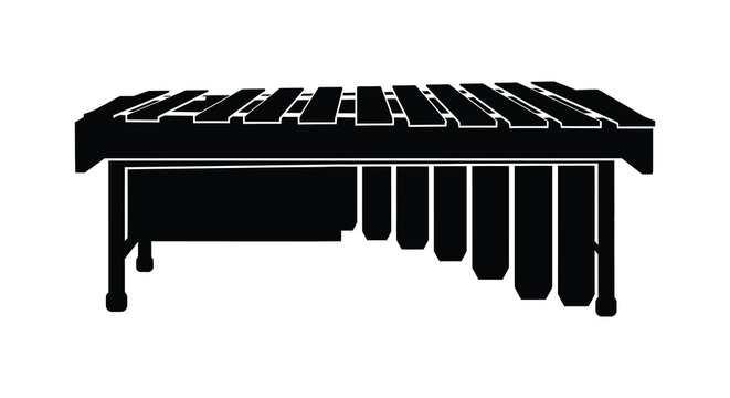 Black silhouette of a xylophone on a white background silhouette