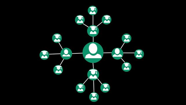 Social network connections with central user icon animation