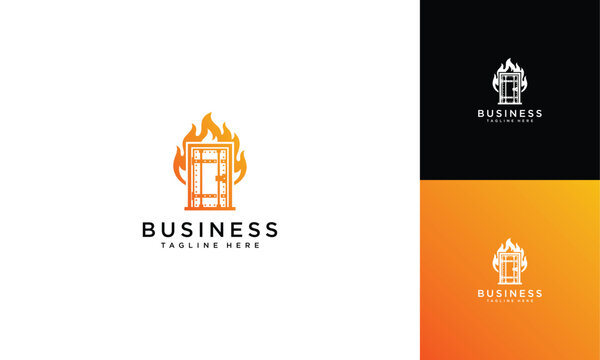Door With Flames Logo Design