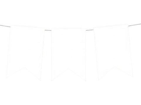 White blank bunting flags hanging on a string for festive decoration isolated on transparent background