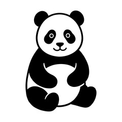 Black and white panda sitting upright with round eyes and simple features represents wildlife and conservation. © SabithaRani
