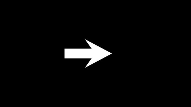 White left arrow direction animation on black background isolated motion graphic element