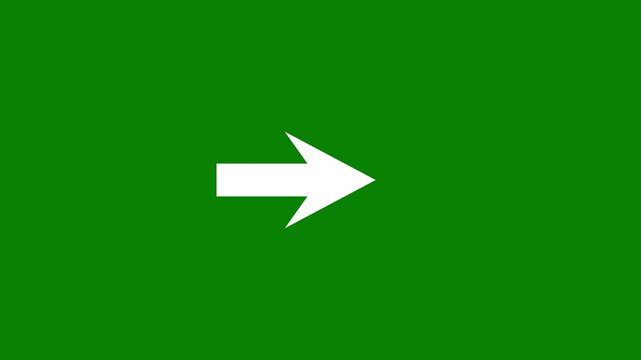 White left arrow direction animation on green background isolated motion graphic element