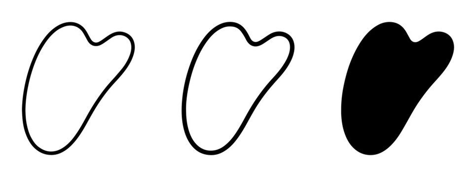 Gua Sha Tool Vector Icons, Outline and Solid Shapes for Wellness and Beauty