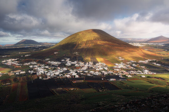 Volcanic landscape above Teguise Lanzarote