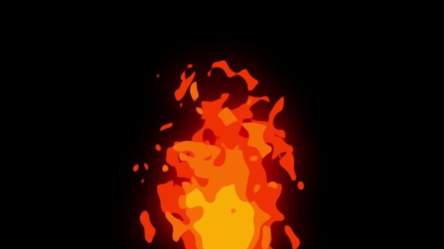 Bright orange red cartoon flame with a stylized glow. Suitable for design projects needing a fiery, energetic, or dynamic element.