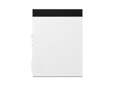 Blank white notepad with black header isolated on white background isolated on transparent background