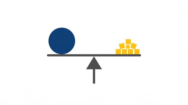 Conceptual design of geometric shapes balancing on a fulcrum representing business tradeoff