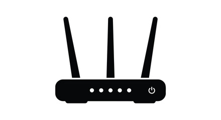 Fototapeta premium Wireless Router Silhouette On White Background A Minimalist Vector Representation Of Network Hardware wifi