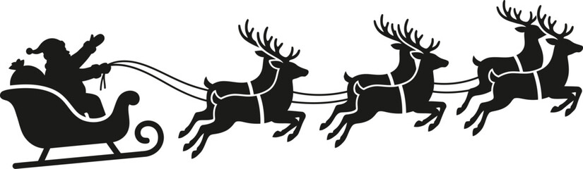 Santa claus and reindeer silhouette against a white background father © Nowroz