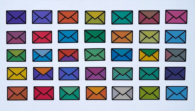set of colorful envelops 