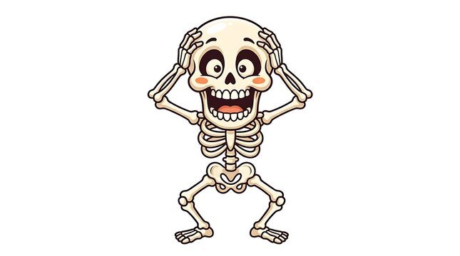 Cartoon skeleton character looking surprised