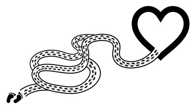 Cute snake forming a heart shape