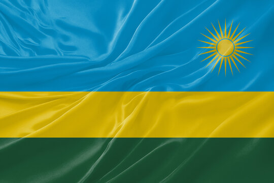 Rwanda Waving Flag Background with Detailed Fabric Texture