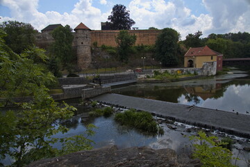 Fototapeta premium View of river Ohre and castle in Cheb (Eger) in Czech Republic, Europe 