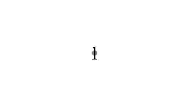 Countdown sequence animation displaying simple black numbers appearing sequentially on a clean white background for professional motion graphic video project